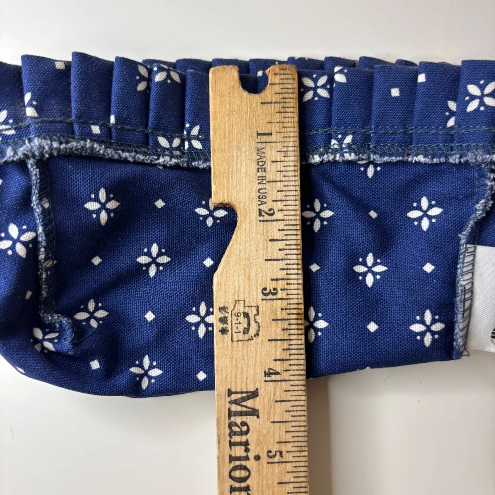 Longaberger Basket Liner Home Decor Blue White Floral Ruffle Round USA